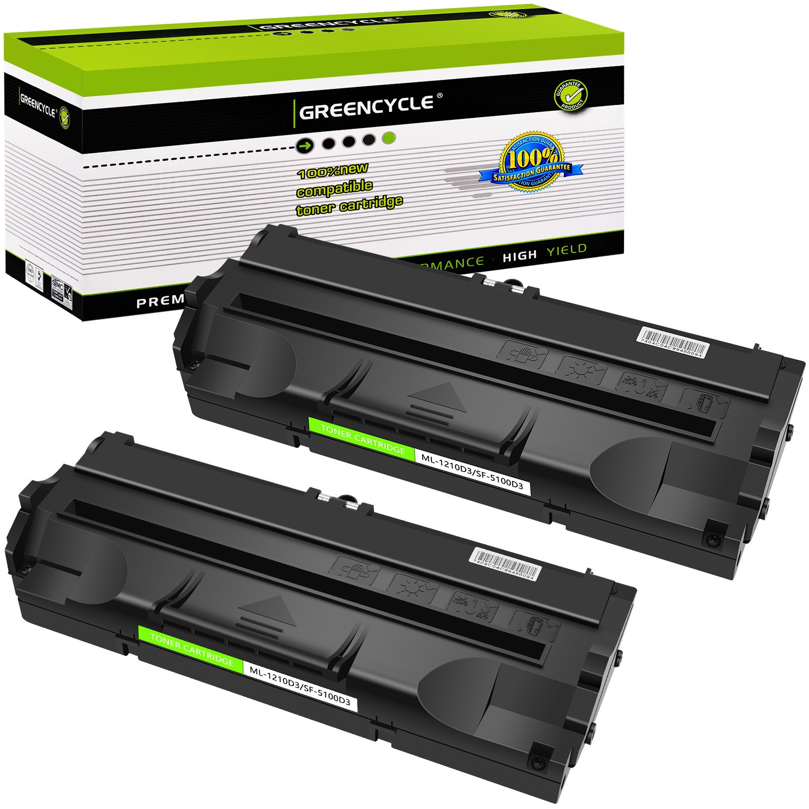 GREENCYCLE 2PK Black Laster Toner Compatible with Samsung ML-1020M ML-1200 ML-12