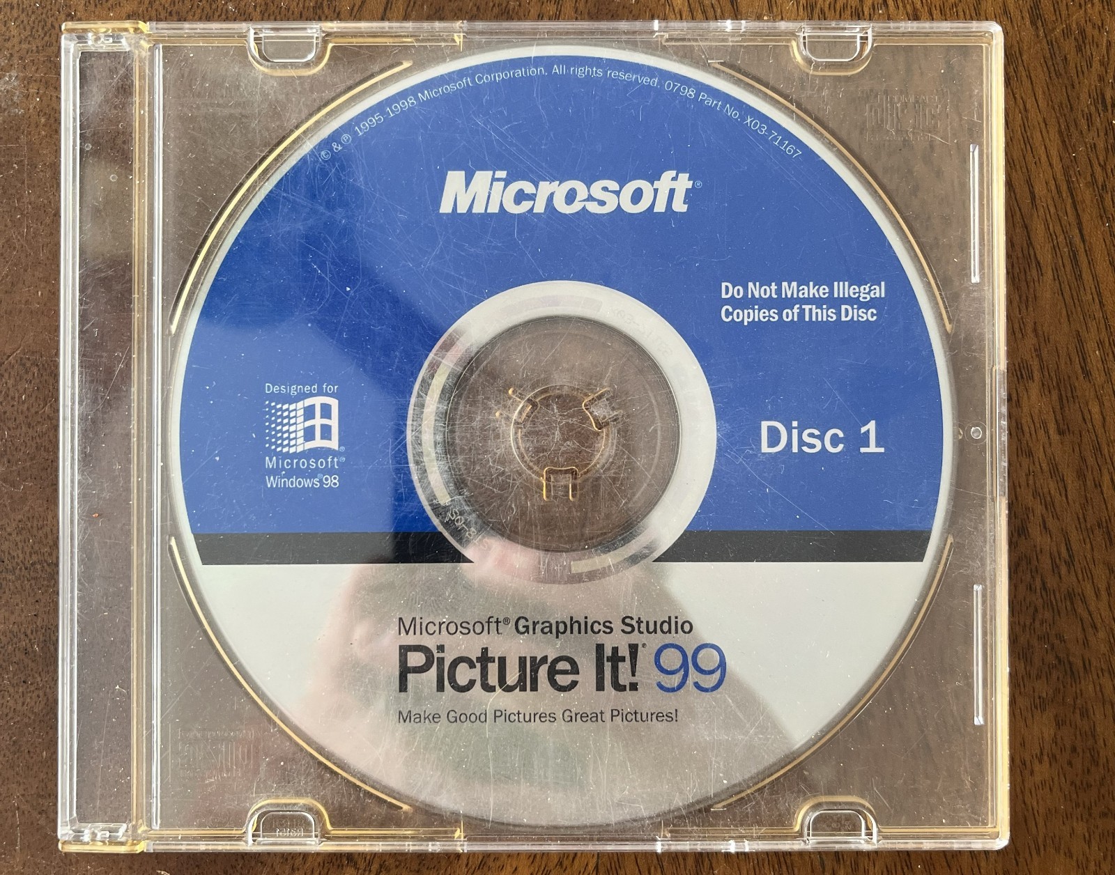 Microsoft Picture It 99 Graphics Studio Windows 98 Disc 1 & 2 Vintage Software
