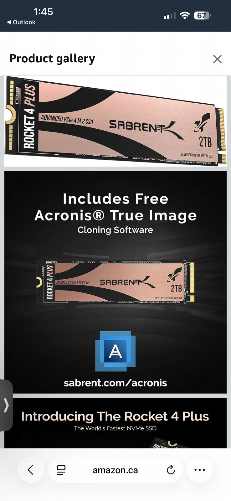 SABRENT  Rocket 4Plus NVMe 4.0 Gen4 PCIe M.2 SSD  R/W 7100/6600MB/s