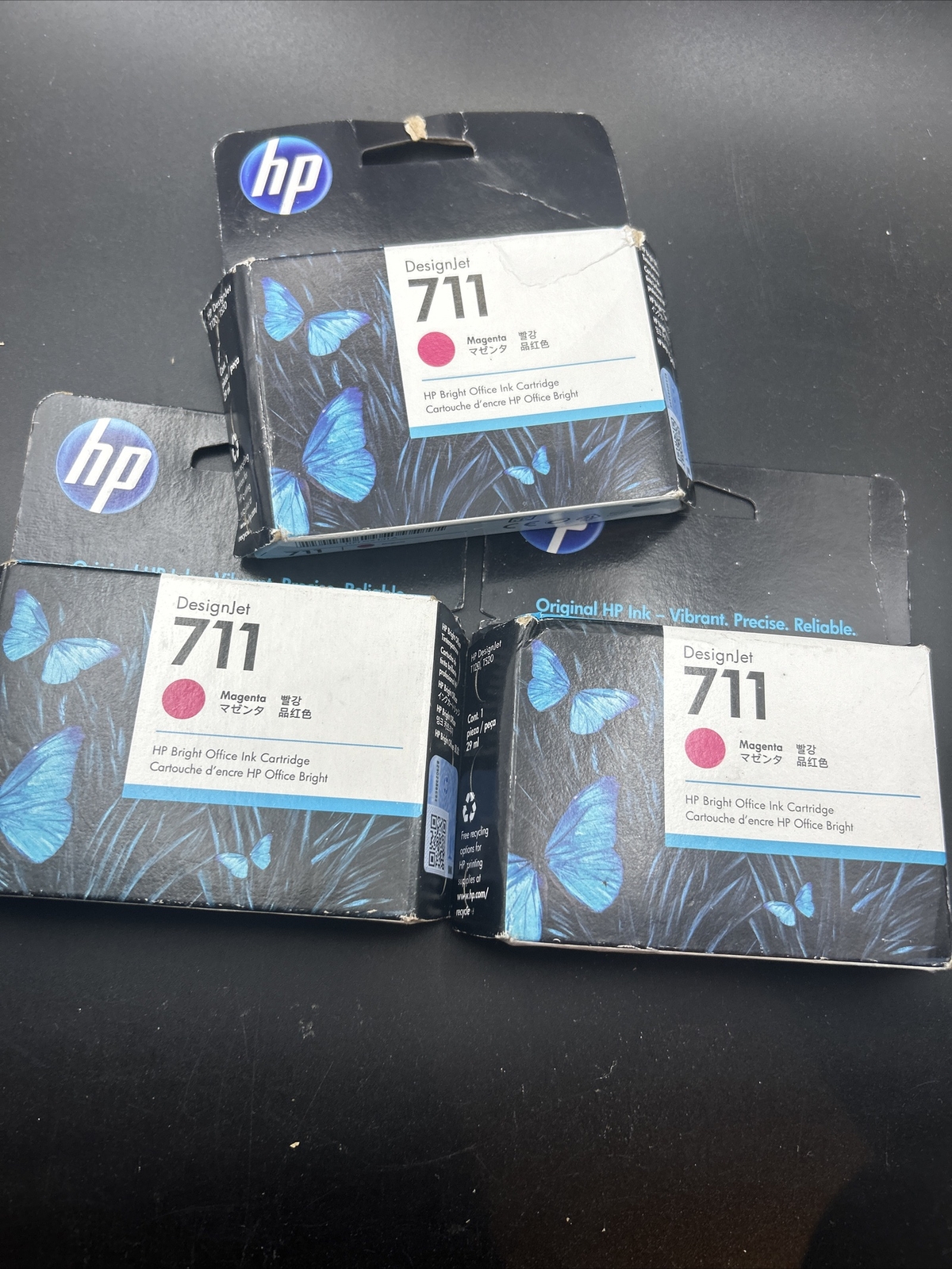 3x Genuine HP 711 Design Jet Magenta Printer Ink Cartridge Exp 11/2022