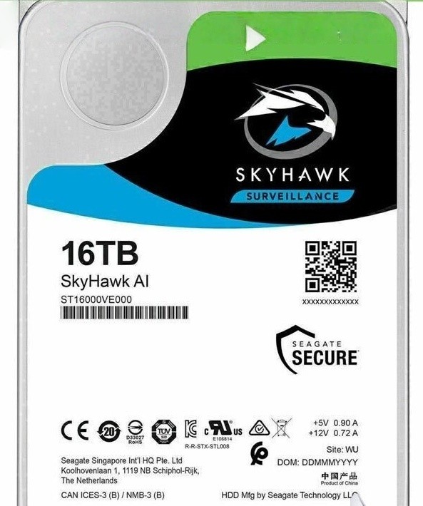 Seagate Skyhawk ST16000VE000 Ai SATA 16TB 256mb 3.5 7200rpm Internal Hard Drive