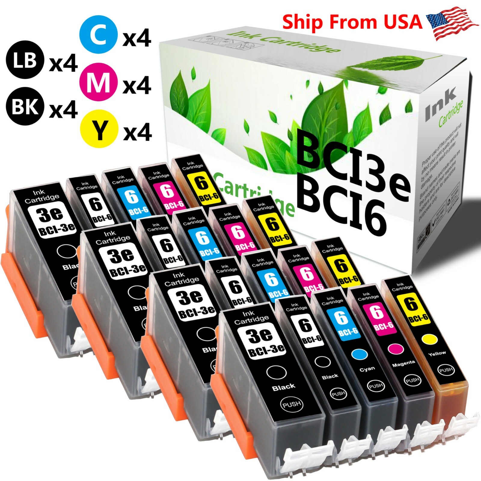 20PK BCI3e BCI6 Ink Cartridge for PIXUS MP790 iP3100 iP4100R