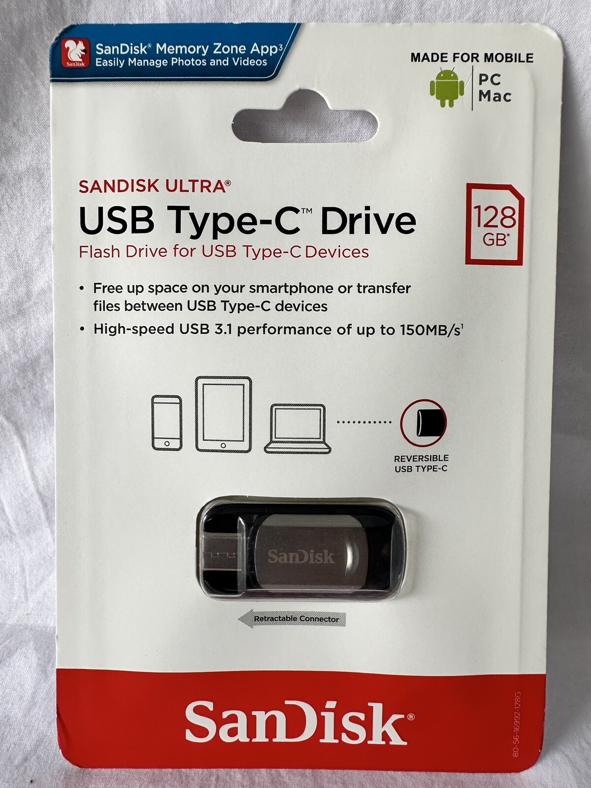SanDisk SDCZ450-128G-A46 SanDisk 128GB Ultra USB Type-C Flash Drive - NEW