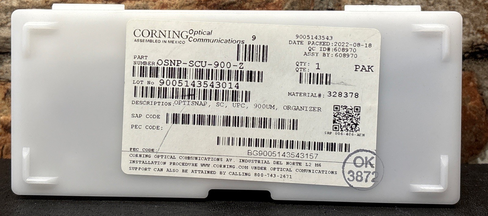 Corning OSNP-SCU-900-Z OptiSnap SC/UPC 900µm Connector