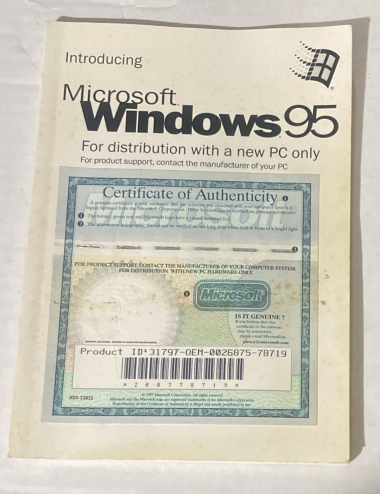 Vintage Microsoft Windows 95 OEM Booklet *Book Only