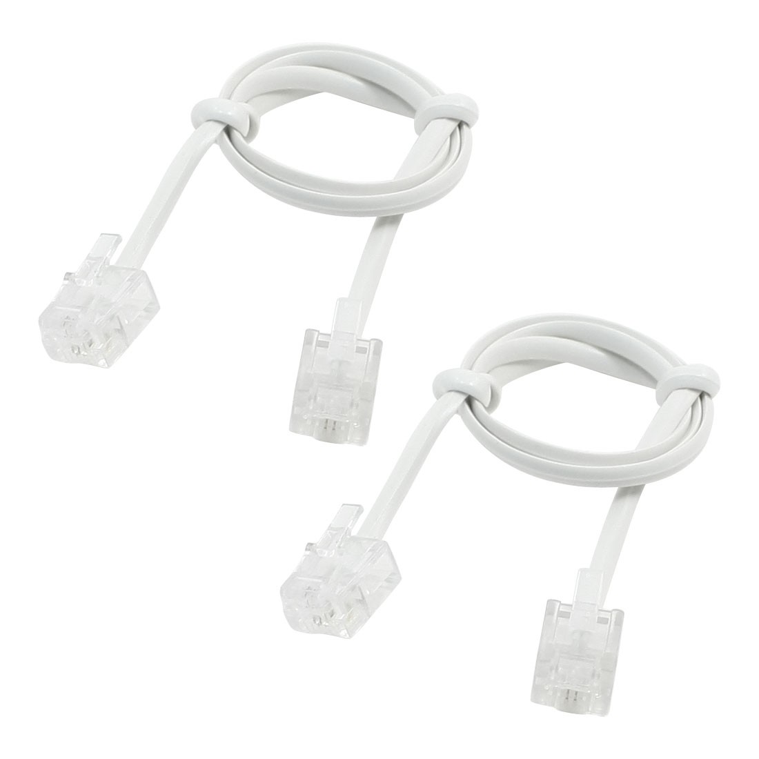 50cm Telephone Extension Cord Cable Phone Line Wire with RJ11 6P2C Plug 2pcs