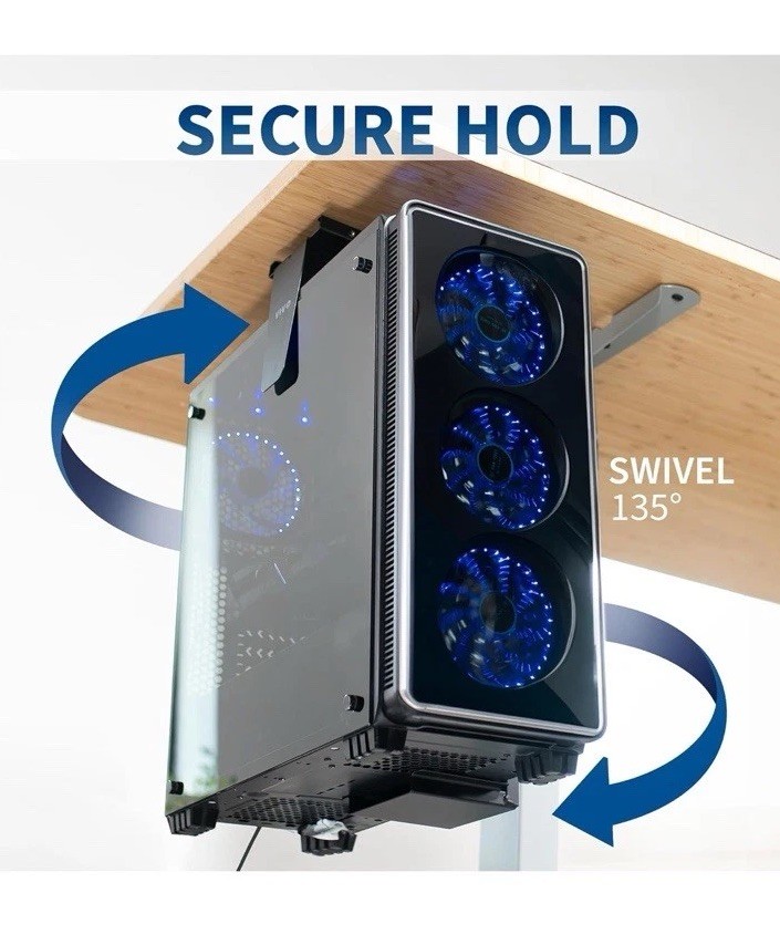 Adjustable Under Desk and Wall PC Mount, Computer Case CPU Holder MOUNT-PC01