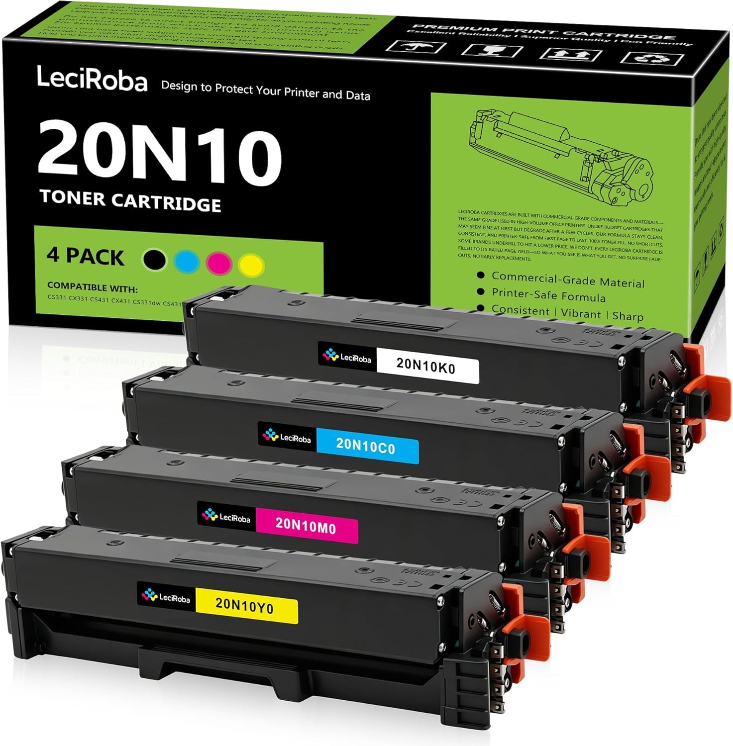 20N10 Compatible Toner Cartridges for Lexmark 20N10K0 20N10C0 20N10M0 20N10Y0