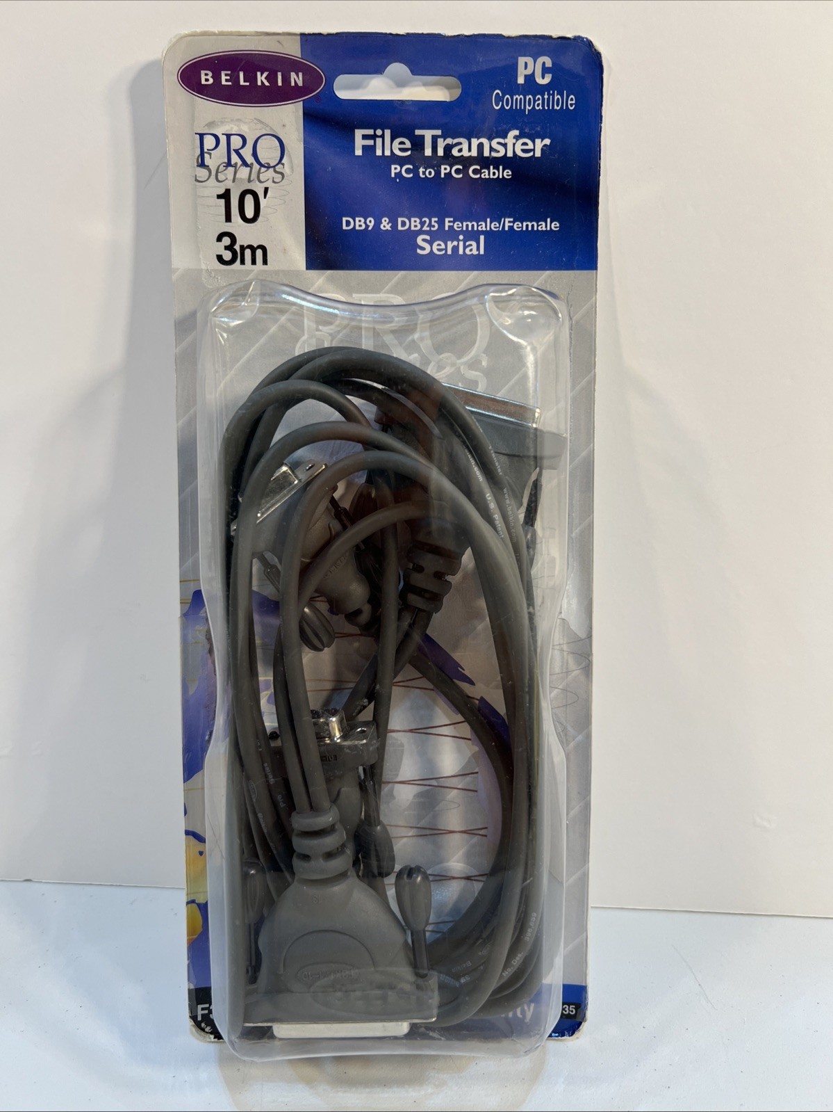 Belkin 10’ File Transfer Cable for DOS 6.0 DB9 & DB25 Female F3X171-10 NIP