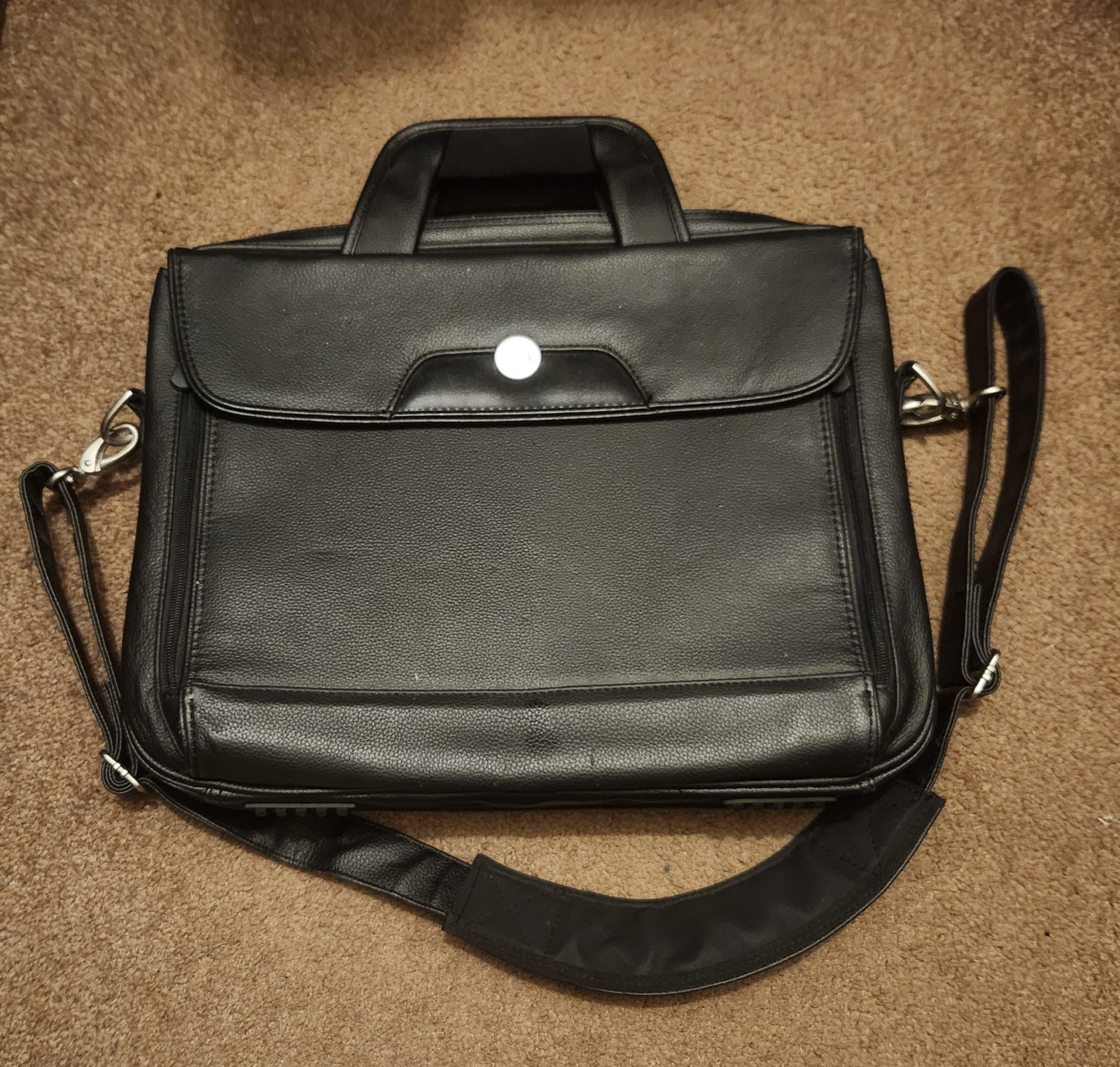 Authentic Dell Real Leather 16" Laptop Briefcase with strap work college bag