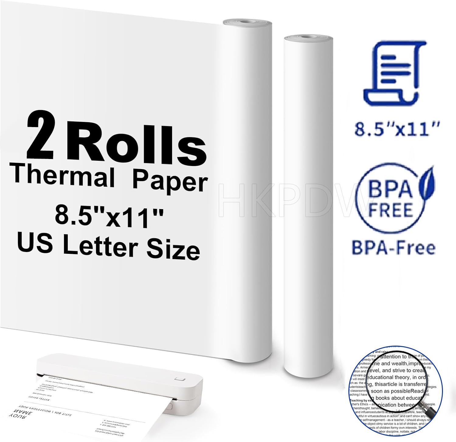 2 Rolls A4 Thermal Printer Paper 8.5x11" for M08F M832 M834 Portable Printer US