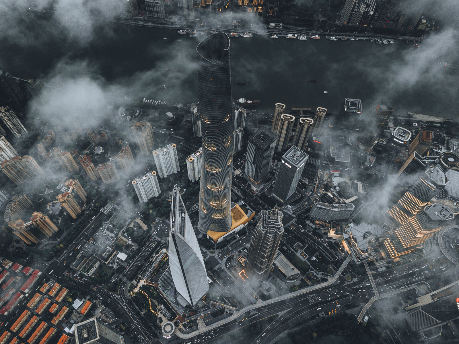 Landscape architecture cityscape shanghai clouds Custom Gaming Mat Desk