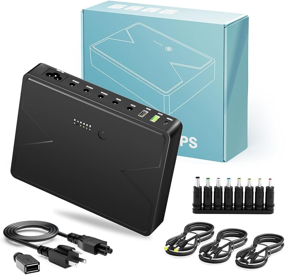13PCS Mini UPS Battery Backup 20000Mah, PD65W & QC3.0 Surge Protector
