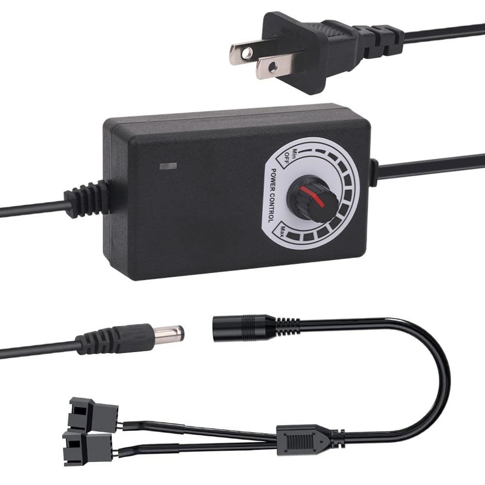 Multi-Functional 12V PC Fan Speed Controller,Fan Power Supply,100-240V AC to...