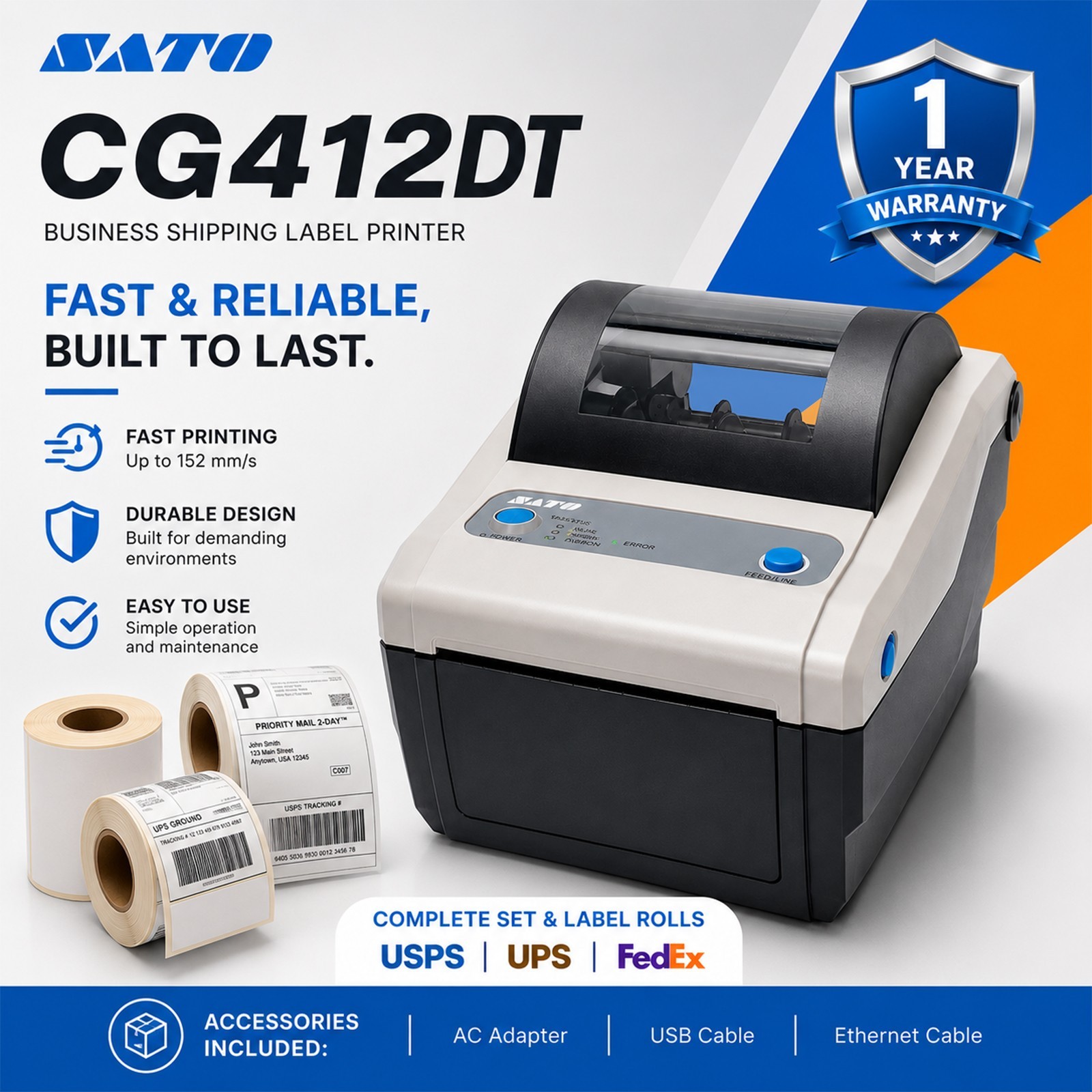 1 YEAR WARRANTY💠Business 4x6 Shipping Label Printer Complete Set & Label Rolls
