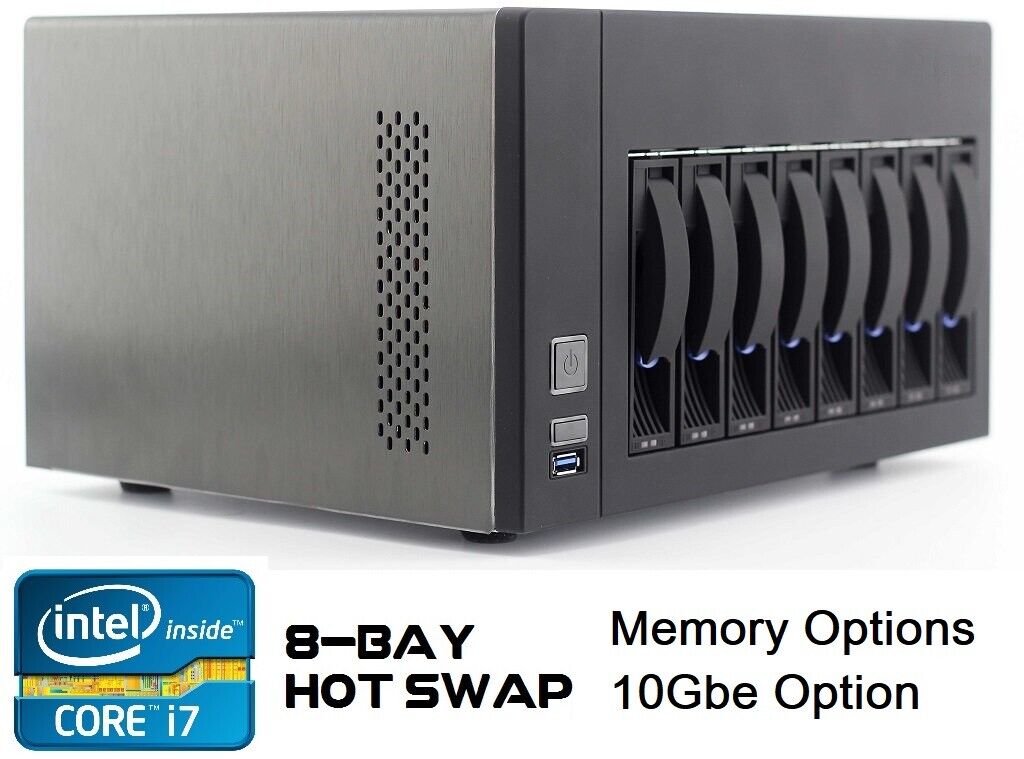 Intel Core-i7 8GB Storage Server NAS 8-Bay HDD Hot Swap FreeNAS UNRAID VMWare