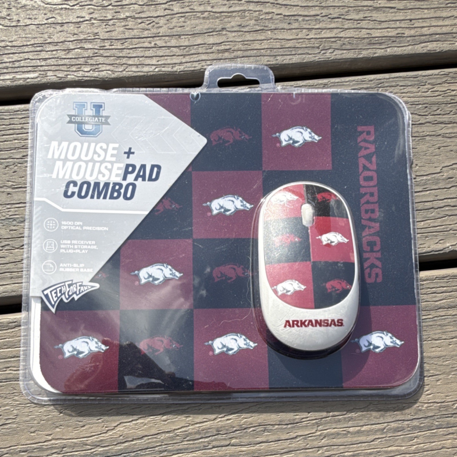 Tech for Fans Wireless Mouse & Mousepad Combo Arkansas Razorbacks Plug & Play