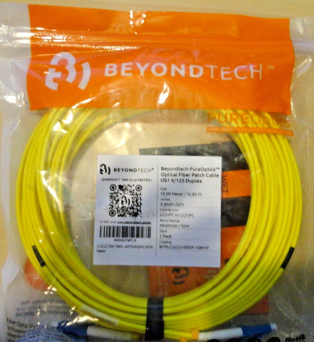 Beyondtech Pureoptics Optical Fiber Patch Cable OS1 9/125 Duplex 10M