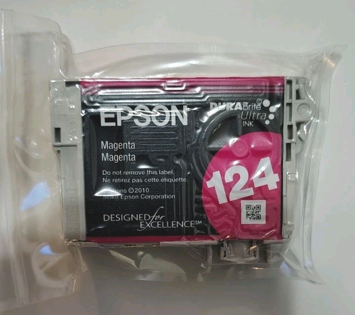 Epson Magenta Ink Cartridge; 124; New in Package; Dura Brite Ultra Ink