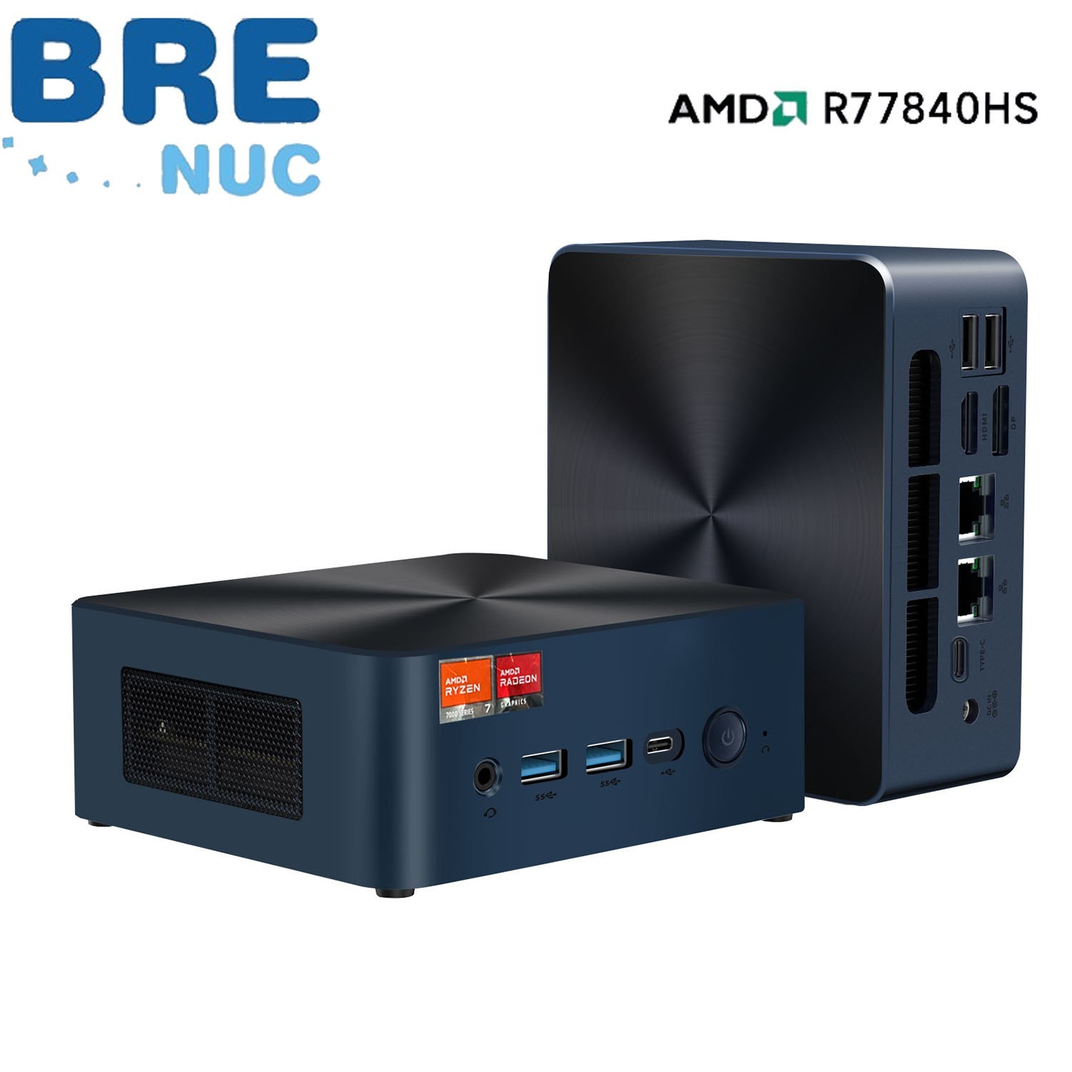 BRENUC N7P Mini PC Ryzen 7 7840HS 32GB DDR5 RAM 2TB NVMe SSD Desktop Computer