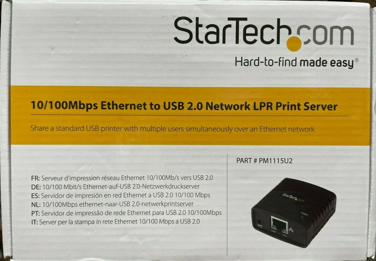 StarTech.com - PM1115U2 - 10/100Mbps Ethernet to USB 2.0 Network Print Server