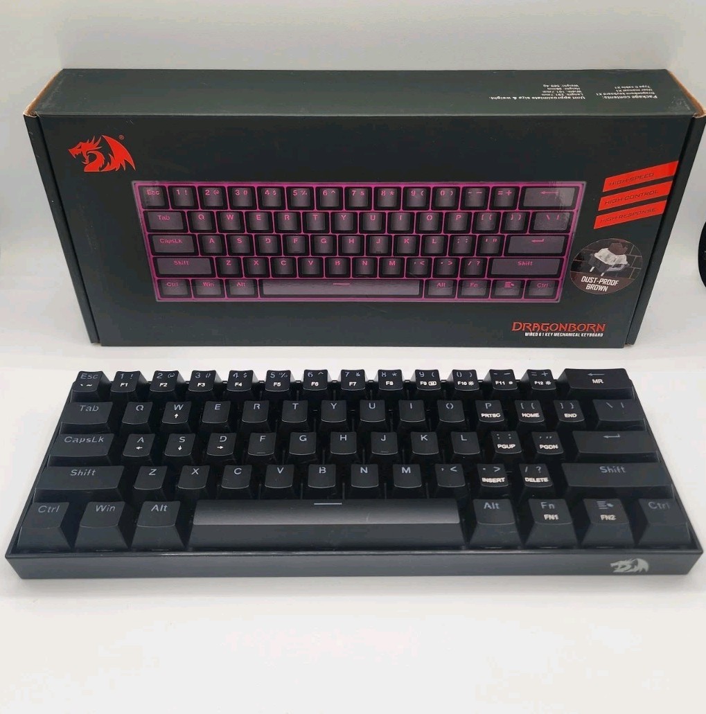 Redragon Dragonborn Wired Illuminated Gaming Keyboard 61 Key Compact Mechanical
