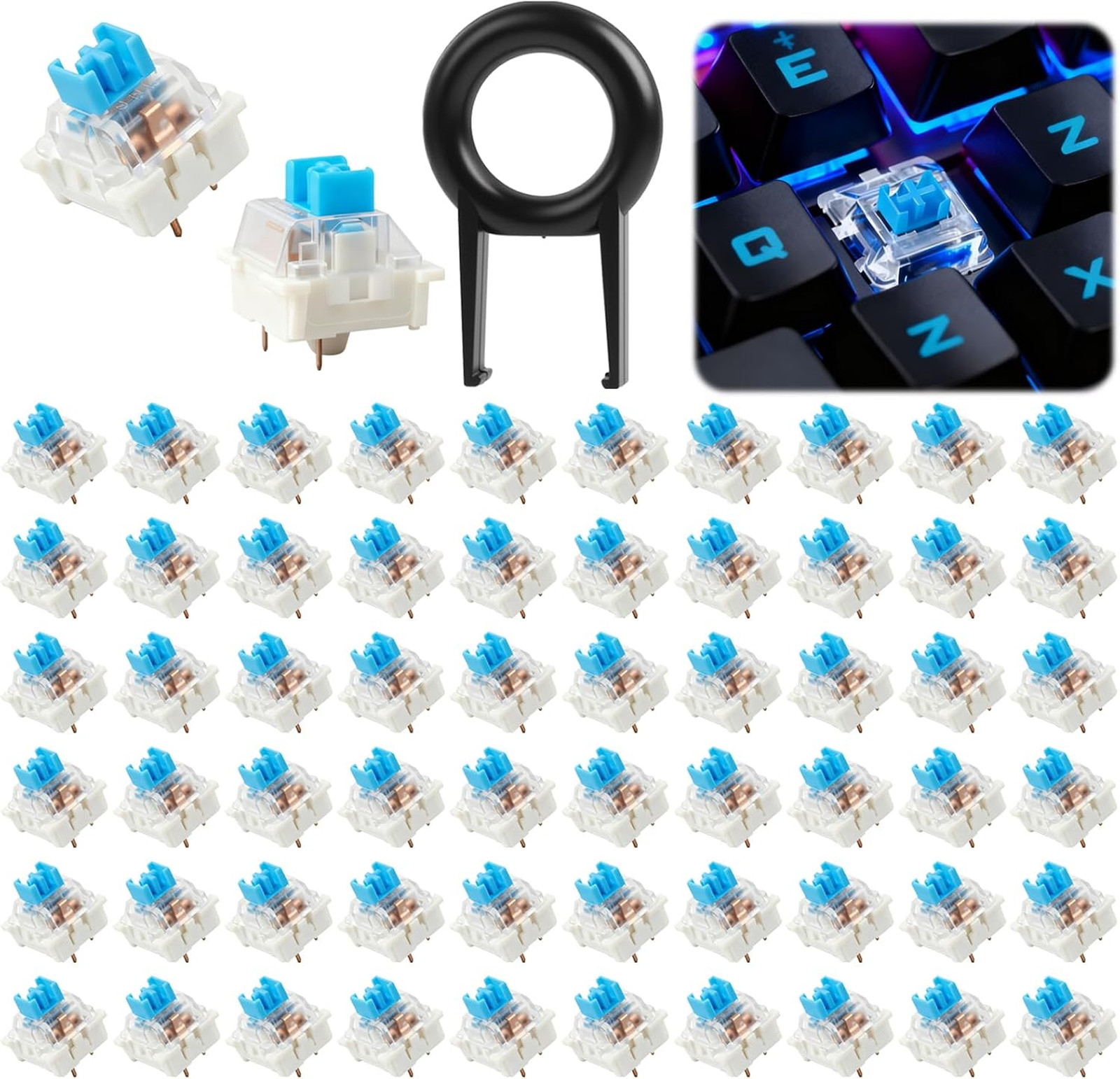 61 Pcs Keyboard Clickers for 3D Prints Mechanical Keycap Set with Remover Tool