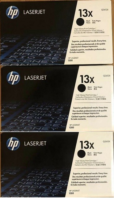 3 New Genuine  Factory Sealed HP 13X Toner Cartridges New Style Black Boxes
