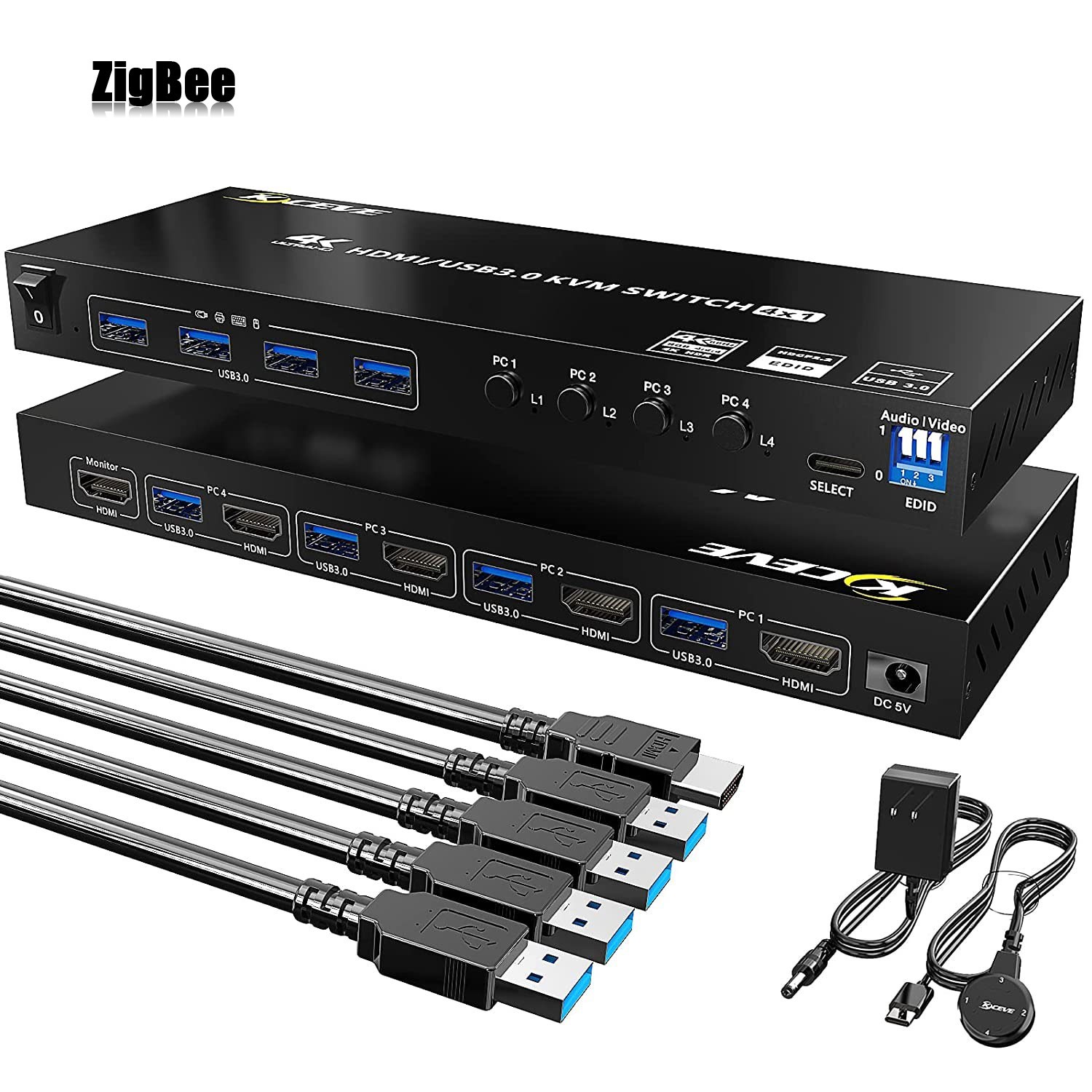 KVM401A 4K Ultra HDMI/USB3.0 KVM Switch 4x1 HDMI KVM Switch 4 Port with Remote