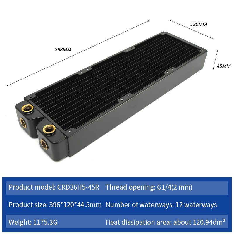 360mm 45mm Thick Copper Radiator G1/4 High Performance PC Water Cooling