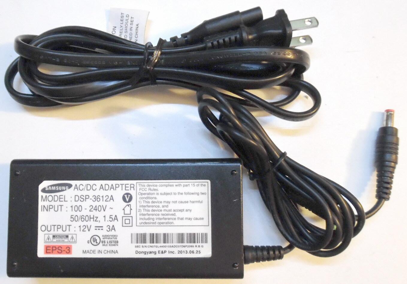 12V 3A Samsung  DSP-3612A Power Supply Adapter