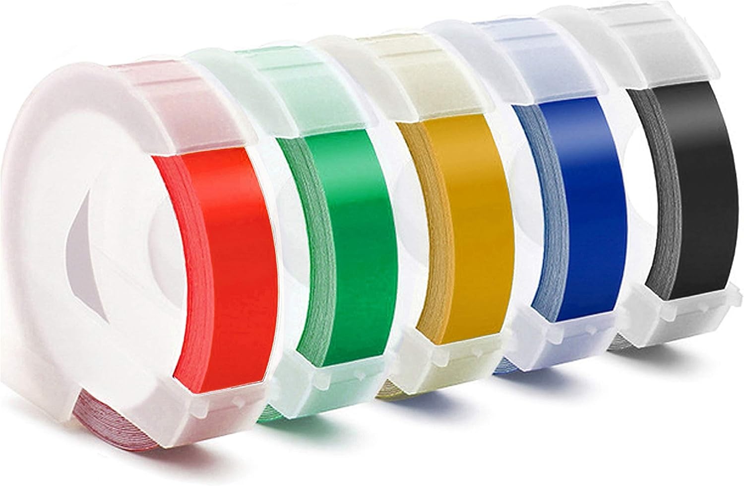 5 Color Label Tapes 3D Embossing Label Maker with 3/8" for Dymo Omega Xpress