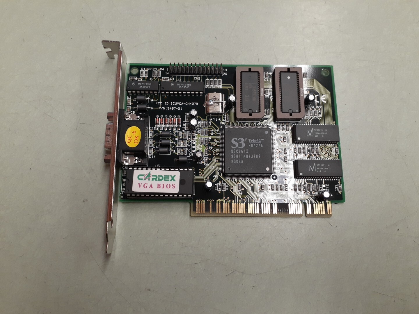 Vintage Cardex S3 TRIO64 PCI VGA Card FCC ICUVGA-GW407B 9407-21