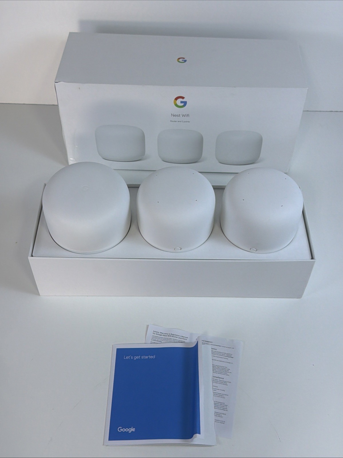 Google Nest Wifi Router and 2 Points - Snow GA00823-US in Box Bluetooth BLE Mesh