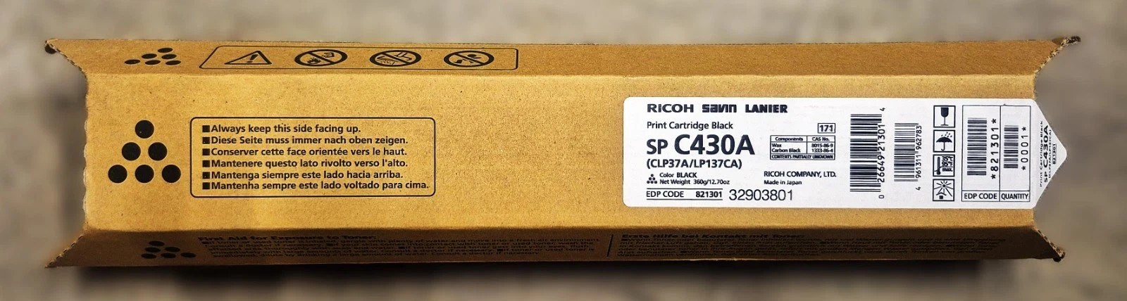 Genuine Ricoh SP C430A 821301 Black Toner Cartridge Ricoh/Savin/Lanier SP Aficio
