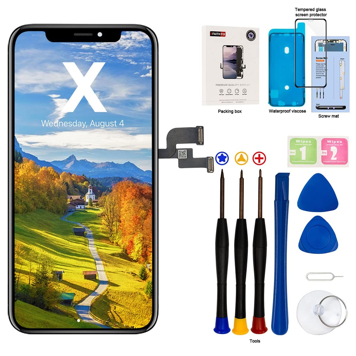 EFAITHFIX for iPhone X Screen Replacement LCD X-5.8 Inch, X