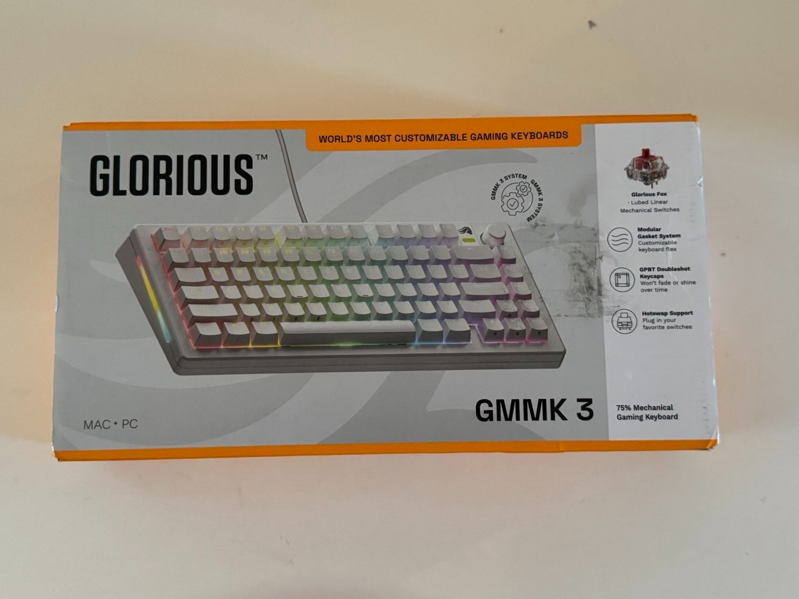 Glorious GMMK 3 -65% Mechanical Gaming Keyboard White GLO-KB-GMMK3-65PB-Fox-WHT