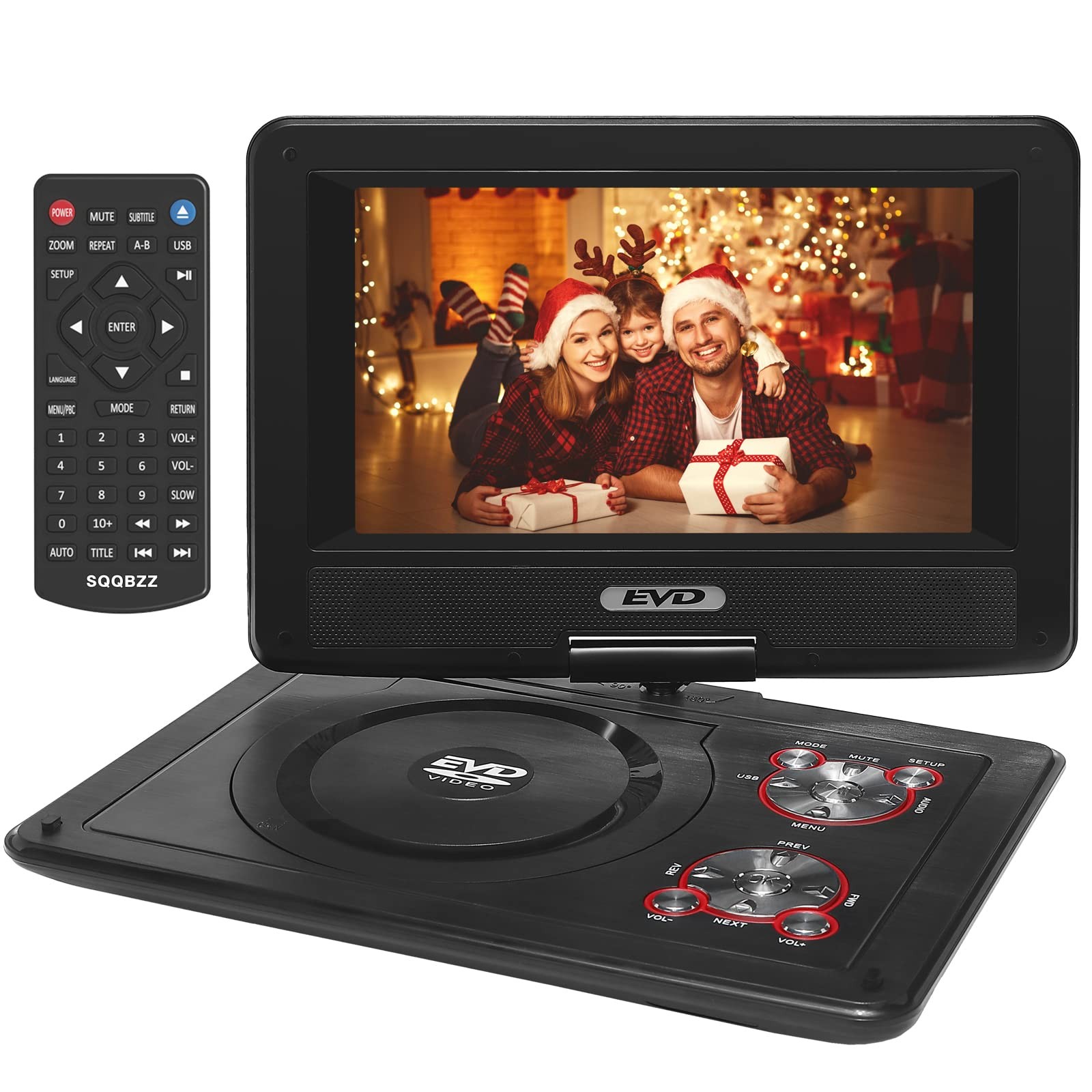 11.5" Portable DVD Player with 9.5" Swivel Screen, 5-Hours 9.5", Black