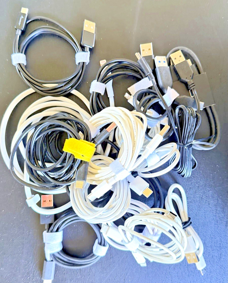 Lot 20 Charging Cables Lightning USB-C Micro USB Belkin Apple iPhone Android Mix