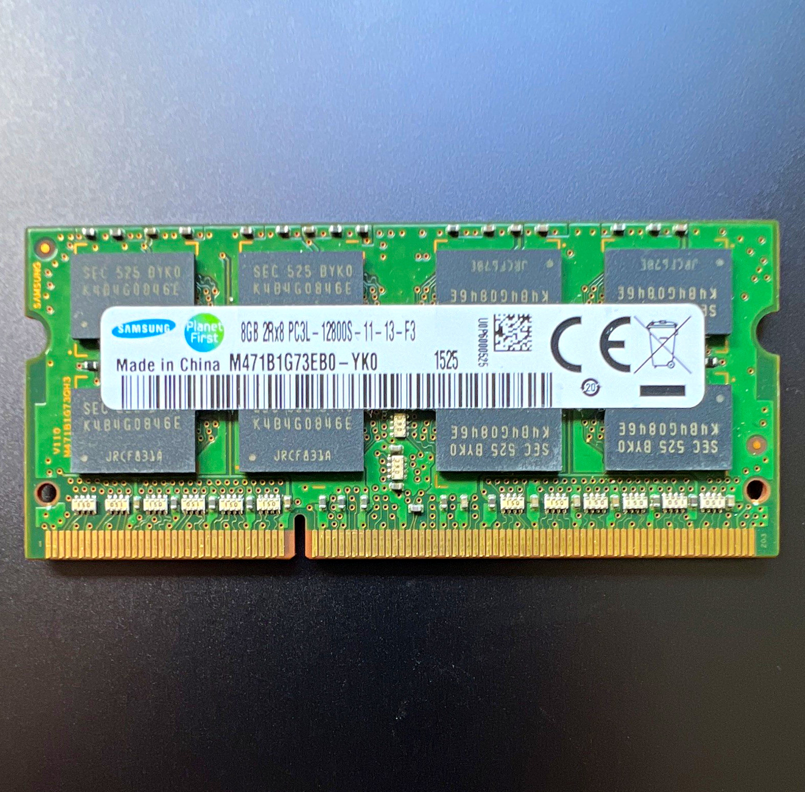Samsung 8GB DDR3L SO-DIMM PC3L-12800S 204-Pin Laptop RAM M471B1G73EB0-YK0