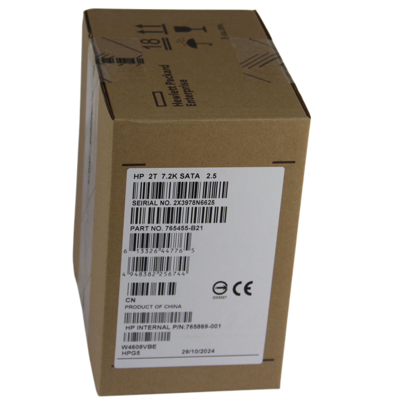 765455-B21 Fit HP 2TB SATA 6G MIDLINE 7.2K SFF (2.5IN) SC 512E DS HDD 765869-001