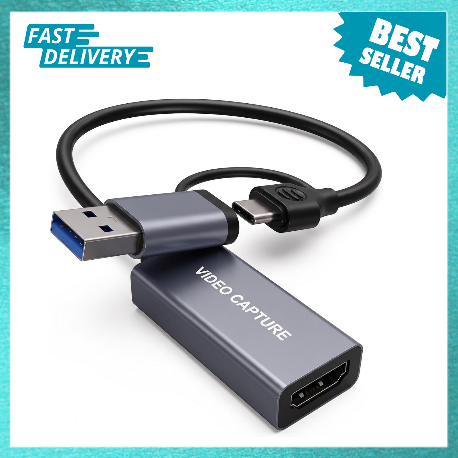 Video Capture Card, 4K HDMI USB3.0 to USB C A, 1080P 60FPS, 2K 30FPS, Streaming