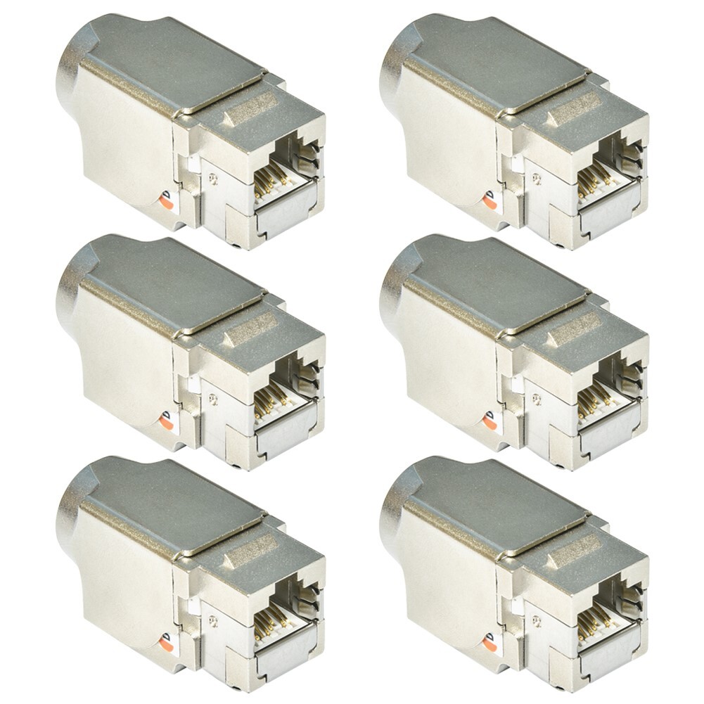 6 Pcs CAT6A RJ45 Networt LAN Ethernet 8P8C Shielded Keystone Jack 110 Punch Down