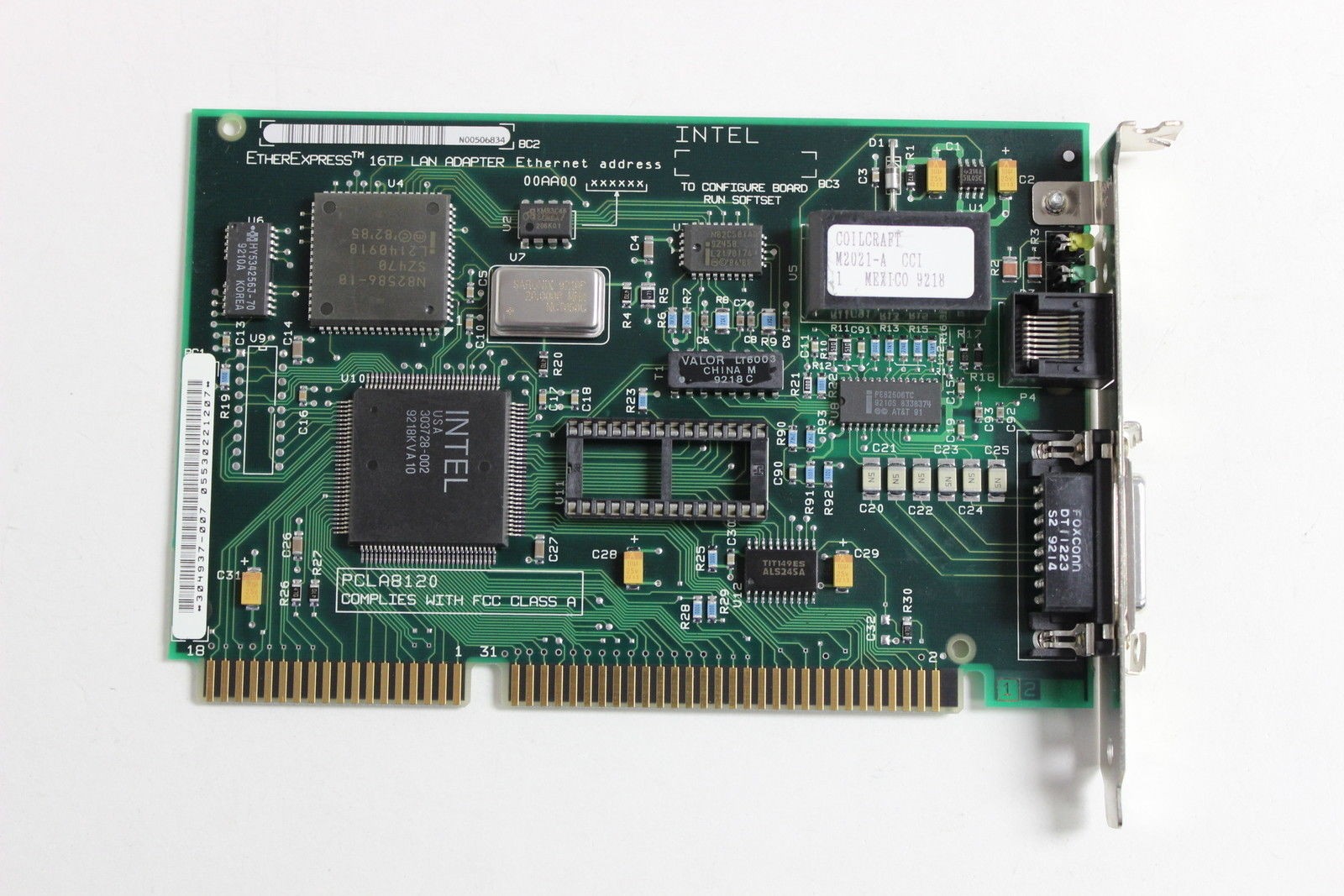 INTEL PCLA8120 ISA ETHEREXPRESS 16TP LAN ADAPTER 305648-005 30564 Tested Working