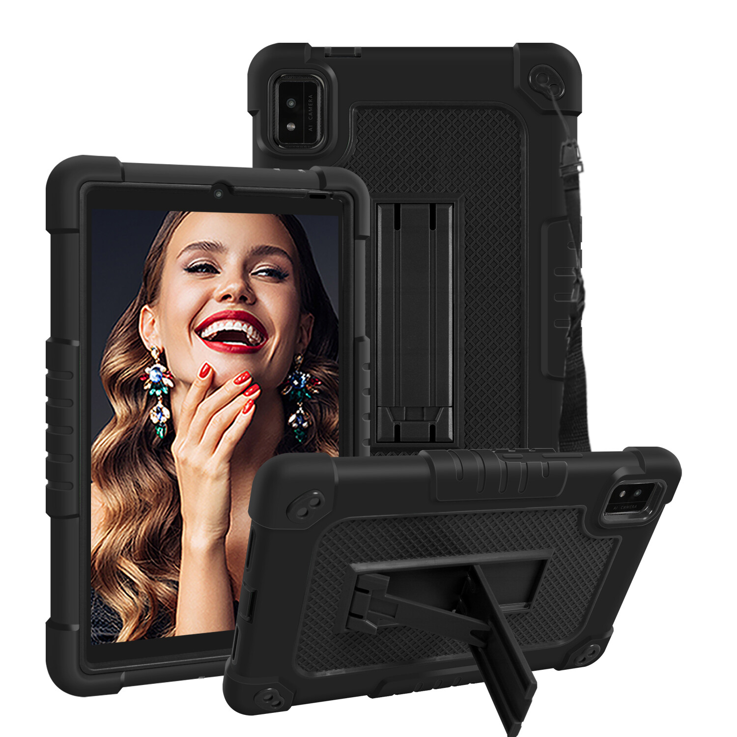 For Moxee 8 Tablet 2 8 inch Hybrid Case With Kickstand Strap,HD Screen Protector