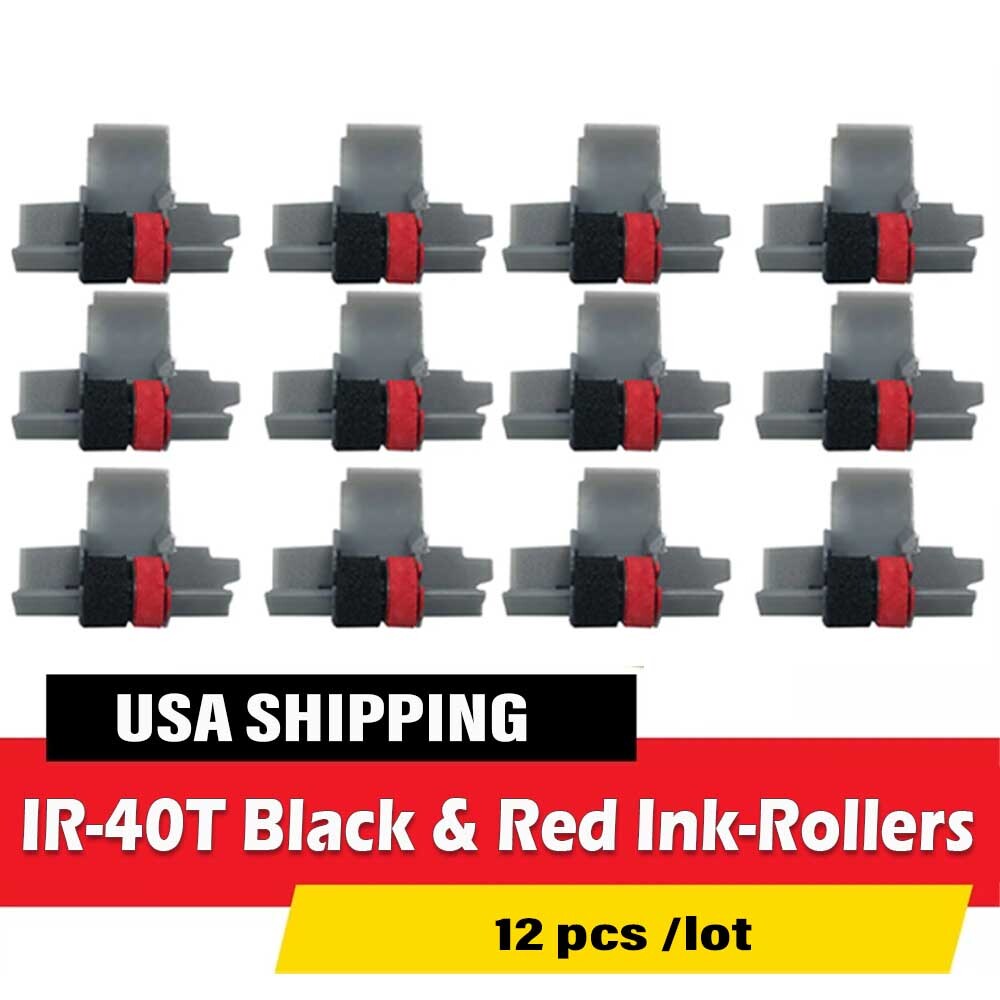 12pcs IR-40T Black And Red Calculator Ink-Rollers IR40T For Sharp Casio ...USA