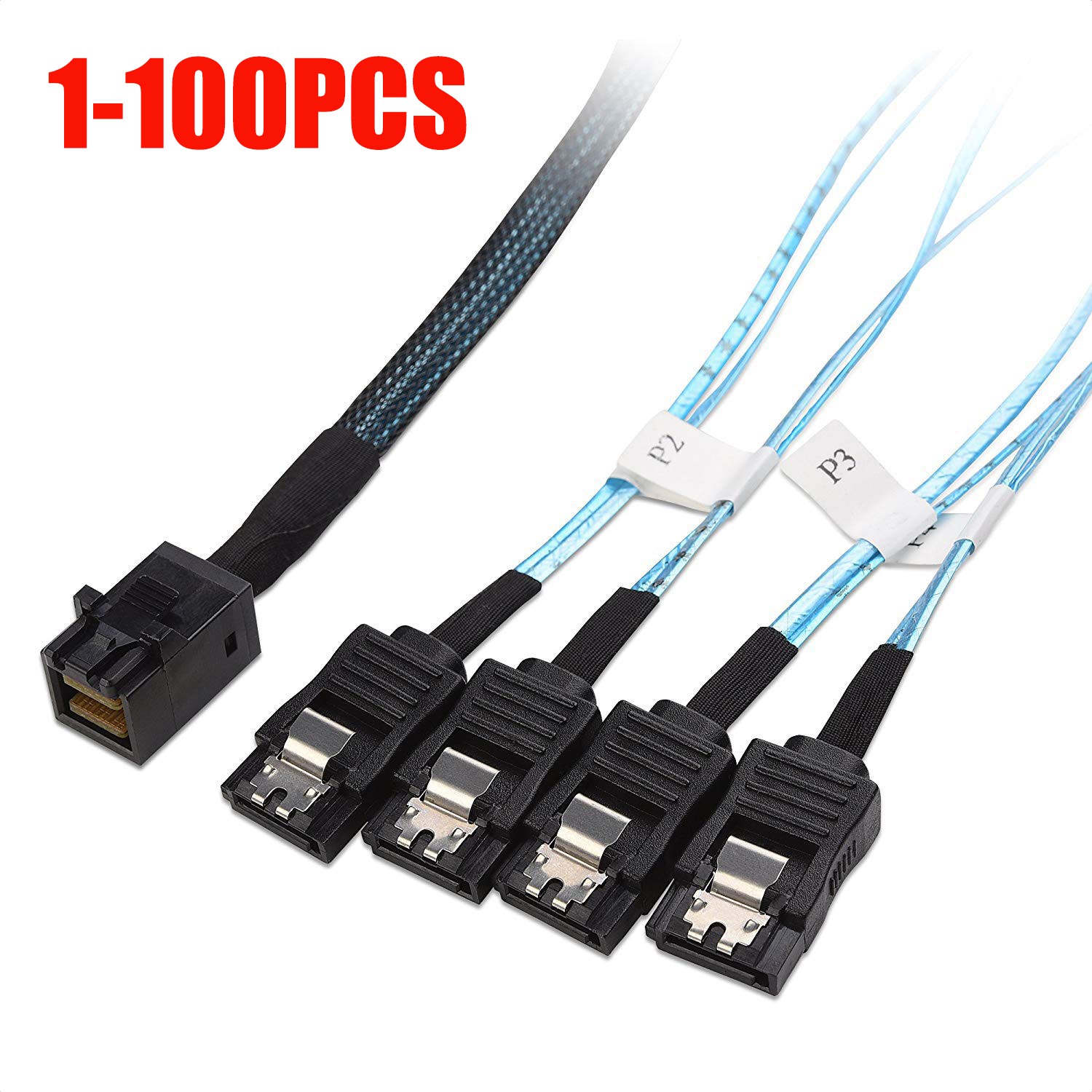Lot Mini SAS SFF-8643 Target to 4 SATA Host Hard Disk Data Serve Raid Cable 0.5m