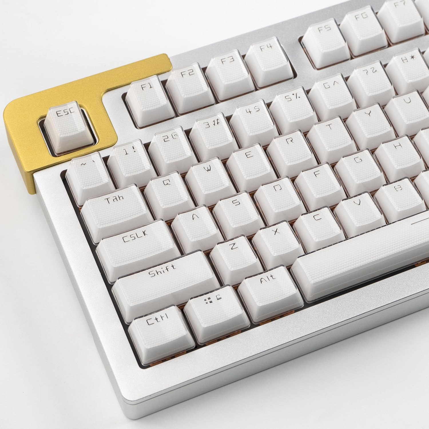 134 PCS Crystal Jelly White Keycaps Translucent Fits 60/65/75/80/95/100%