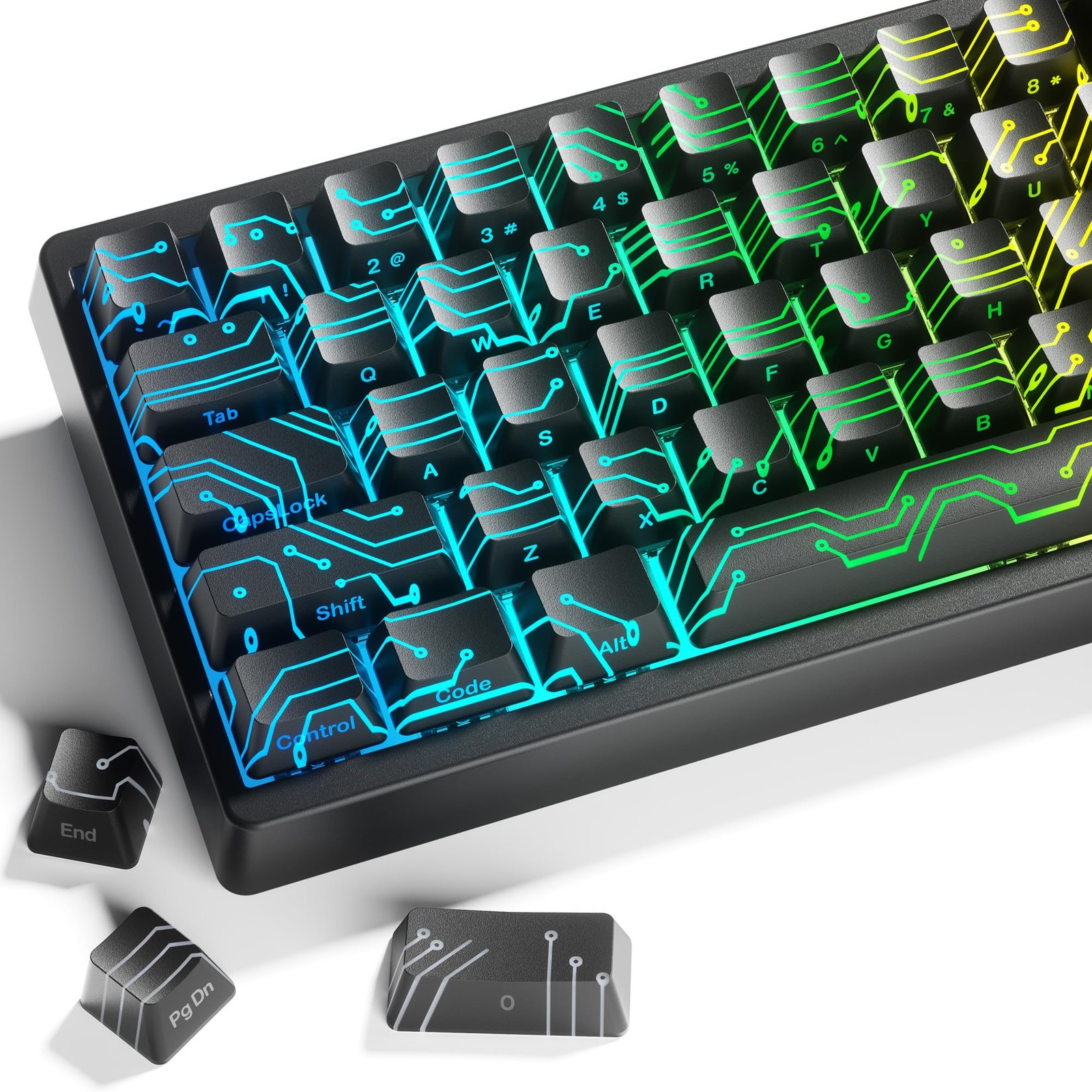 XVX Black E-World Shine Through Keycaps Side Printed OEM Profile Backlit Set