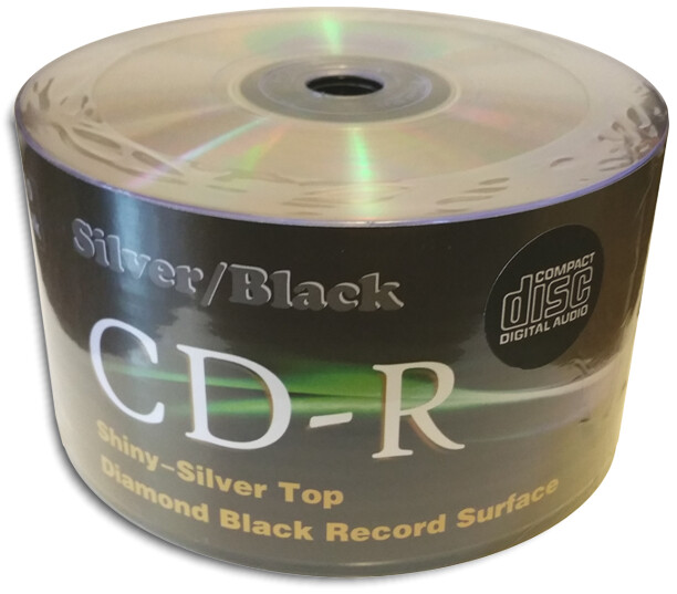 100-Pak DIGITAL-AUDIO Shiny-Silver/BLACK Colored CDR-DA 80-Min CD-R's